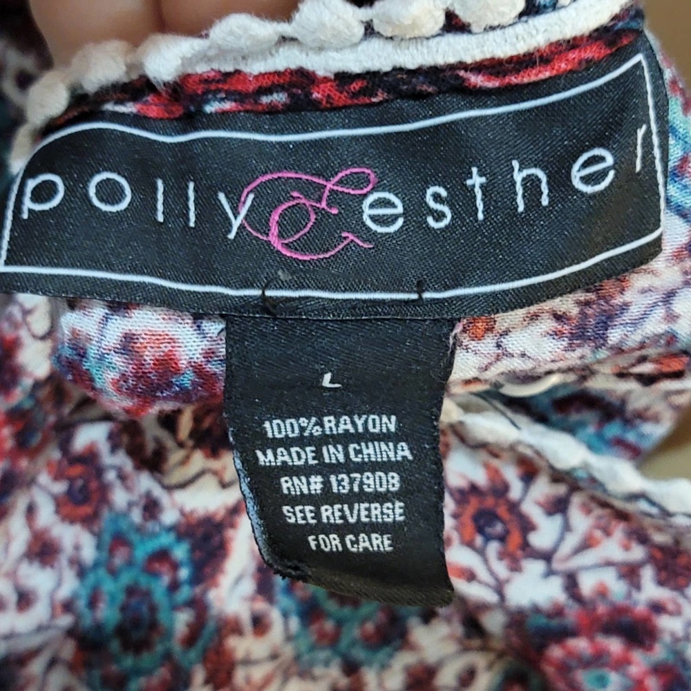 Polly & Esther Boho Print Flowy Tank Top Large - Picture 5 of 5